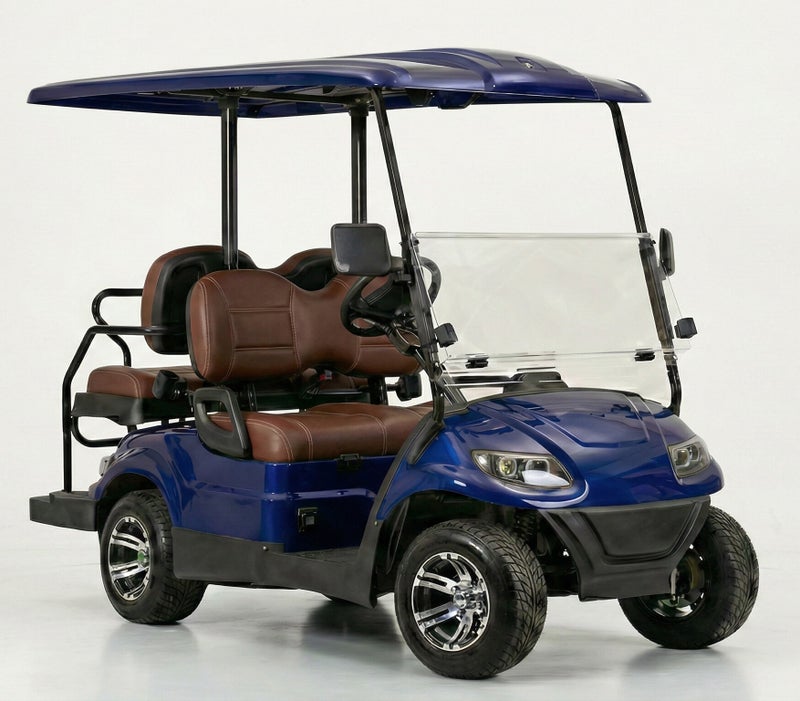 EPIC 2+2 Non-Lifted Electric Golf Cart with Lithium Battery 105Ah & Standard Tires | 4-Seater LSEV (Blue) - Image 3